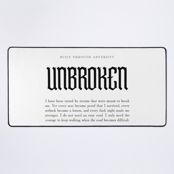 Item preview, Unbroken Through Adversity Motivational Typography designed and sold by rawr00.
