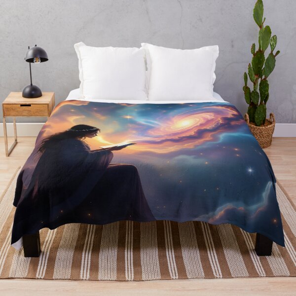 Item preview, Surreal Cosmic Reader Beneath a Colorful Galaxy designed and sold by yosmosverse .