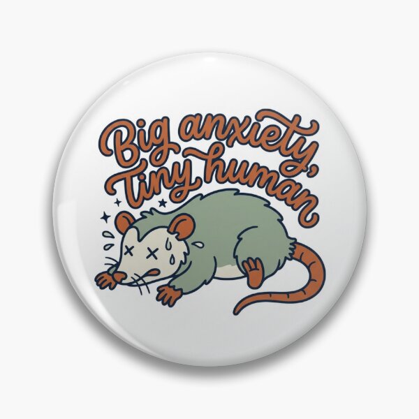 Item preview, Big Anxiety Tiny Human Funny Anxious Opossum Retro Mental Health Quote designed and sold by raedattia.