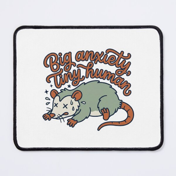 Item preview, Big Anxiety Tiny Human Funny Anxious Opossum Retro Mental Health Quote designed and sold by raedattia.