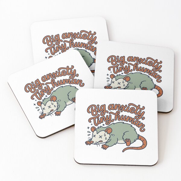 Item preview, Big Anxiety Tiny Human Funny Anxious Opossum Retro Mental Health Quote designed and sold by raedattia.