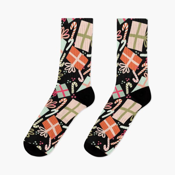 Item preview, Christmas gifts and candy canes on black background  designed and sold by studioaudrea.