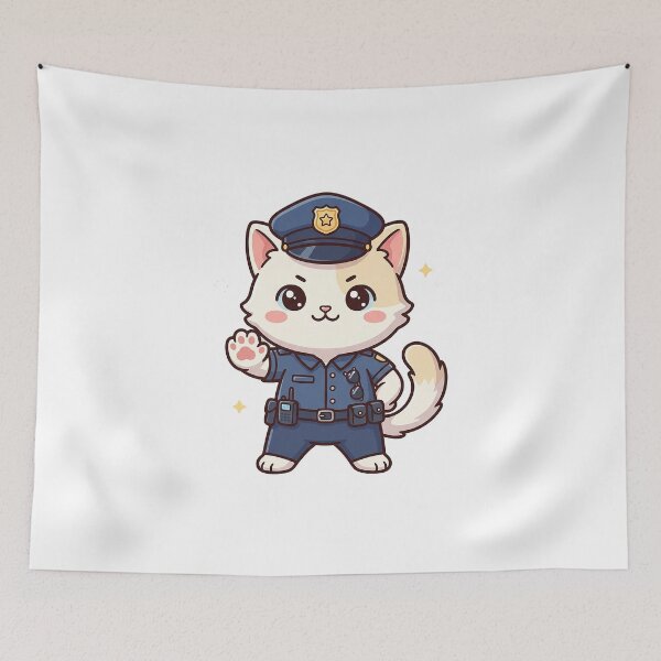 Item preview, Kawaii Cat Police Officer On Duty designed and sold by HoopeStylee.