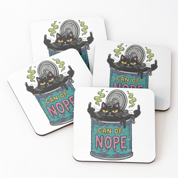 Item preview, Can Of Nope Grumpy Black Cat Art designed and sold by posak.