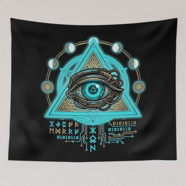 Item preview, Cyberpunk All Seeing Eye Sacred Geometry Cybernetic Occult Aesthetic designed and sold by mood-draftsman.