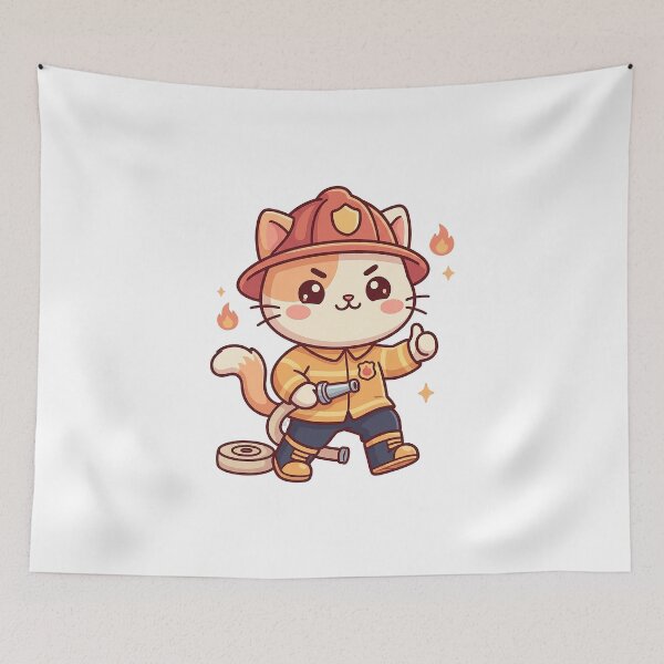Item preview, Cute Firefighter Cat Ready To Rescue designed and sold by HoopeStylee.