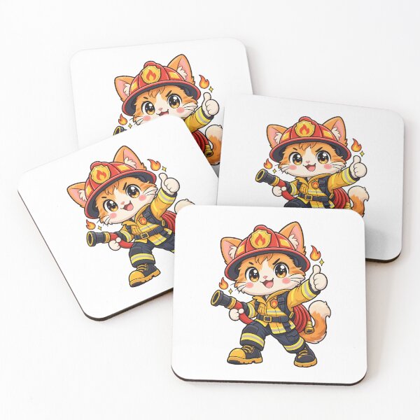 Item preview, Kawaii Cat Firefighter On Duty designed and sold by HoopeStylee.