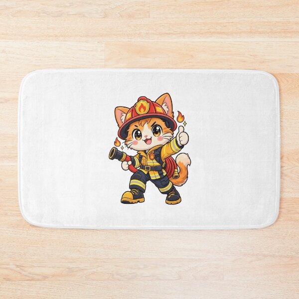 Item preview, Kawaii Cat Firefighter On Duty designed and sold by HoopeStylee.