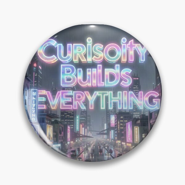 Item preview, Curiosity Builds Everything Neon City Quote designed and sold by yosmosverse .
