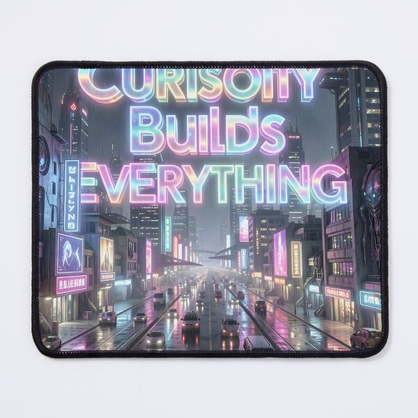 Item preview, Curiosity Builds Everything Neon City Quote designed and sold by yosmosverse .
