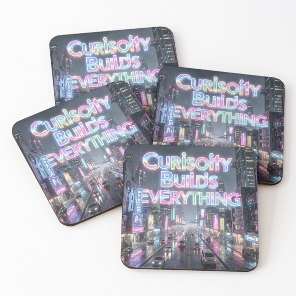 Item preview, Curiosity Builds Everything Neon City Quote designed and sold by yosmosverse .