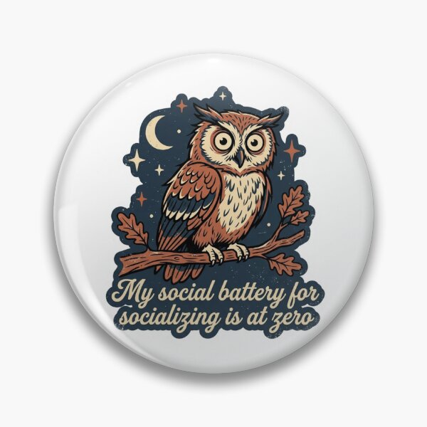 Item preview, Social Battery For Socializing Is At Zero Funny Owl Retro Introvert Quote designed and sold by raedattia.