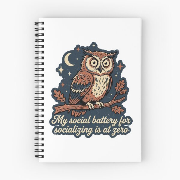 Item preview, Social Battery For Socializing Is At Zero Funny Owl Retro Introvert Quote designed and sold by raedattia.