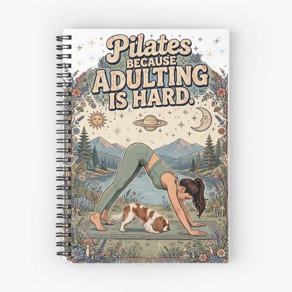 Item preview, Pilates Because Adulting Is Hard - Funny Cavalier King Charles Spaniel Yoga designed and sold by Neurospicy Trolls.