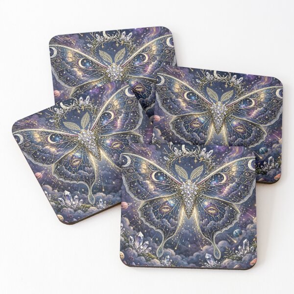 Item preview, Luna Moth Queen - Crystal Celestial Moth with Galaxy Stained Glass Wings designed and sold by Luminebo.