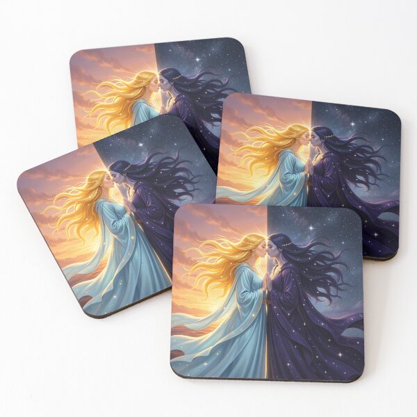 Item preview, Sun and Moon Sisters Day and Night Fantasy Art designed and sold by yosmosverse .