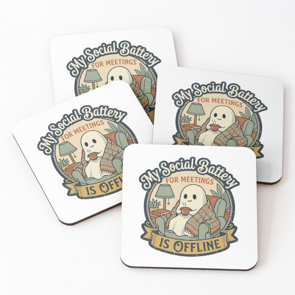 Item preview, Funny Social Battery For Meetings Is Offline Ghost Retro WFH Introvert Quote designed and sold by raedattia.