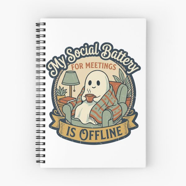 Item preview, Funny Social Battery For Meetings Is Offline Ghost Retro WFH Introvert Quote designed and sold by raedattia.