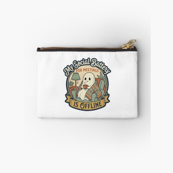 Item preview, Funny Social Battery For Meetings Is Offline Ghost Retro WFH Introvert Quote designed and sold by raedattia.