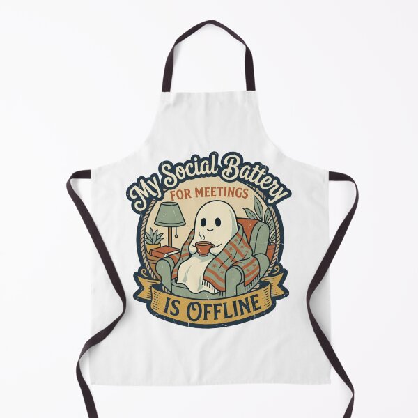 Item preview, Funny Social Battery For Meetings Is Offline Ghost Retro WFH Introvert Quote designed and sold by raedattia.