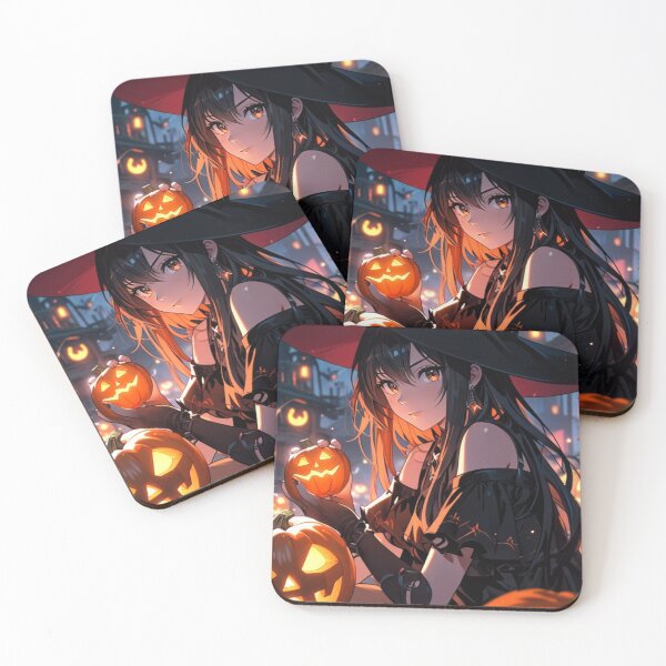 Item preview, Cute Halloween Witch Anime Girl With Pumpkin – Spooky Anime Art designed and sold by AnimDream .
