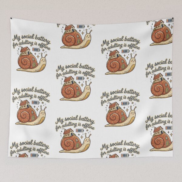 Item preview, Funny Social Battery For Adulting Is Offline Snail Retro Introvert Quote designed and sold by raedattia.