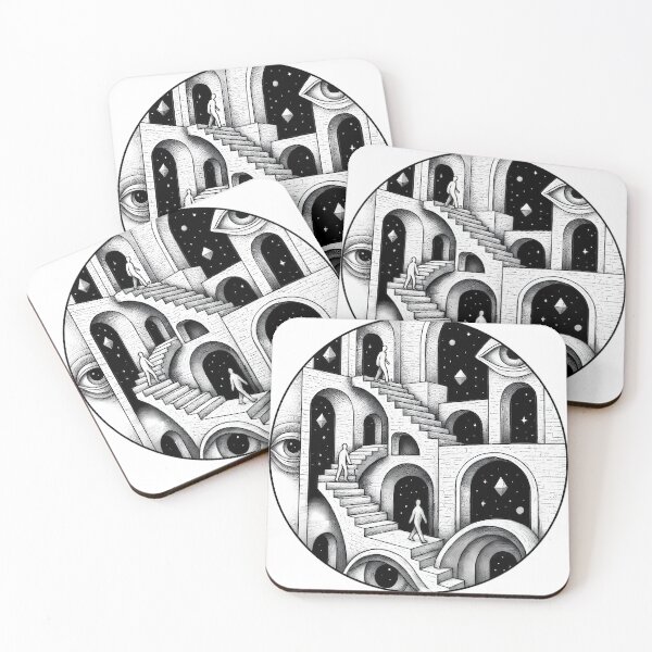 Item preview, Surreal Staircase Optical Illusion - Impossible Architecture Circle Art  designed and sold by NexxaStoree.