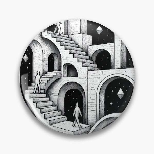 Item preview, Surreal Staircase Optical Illusion - Impossible Architecture Circle Art  designed and sold by NexxaStoree.