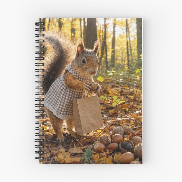 Item preview, Girl Squirrel Gathering Nuts in an Autumn Woods designed and sold by Maria Dryfhout.