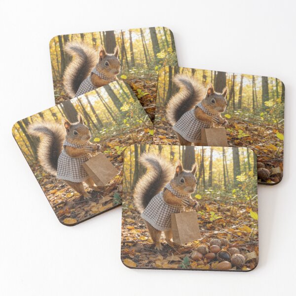 Item preview, Girl Squirrel Gathering Nuts in an Autumn Woods designed and sold by Maria Dryfhout.