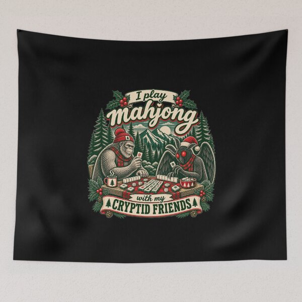 Item preview, I play mahjong with my cryptid friends designed and sold by BigfeetLittlepaws.