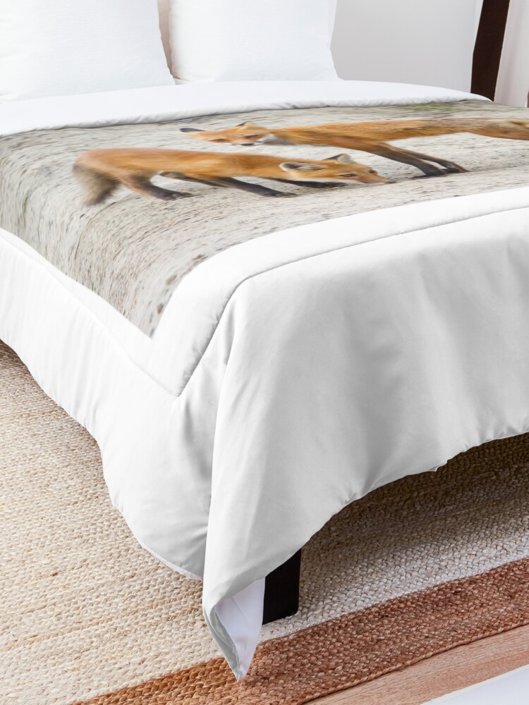 Alternate view of Red fox family Comforter