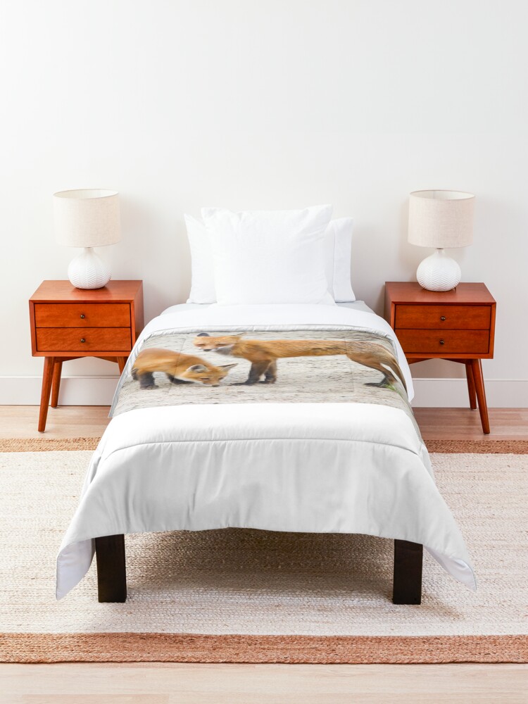 Alternate view of Red fox family Comforter