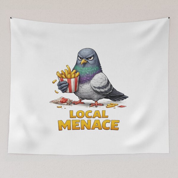 Item preview, Local Menace Funny Pigeon Fries Urban Bird Humor Design. designed and sold by The-T-In-Retro.
