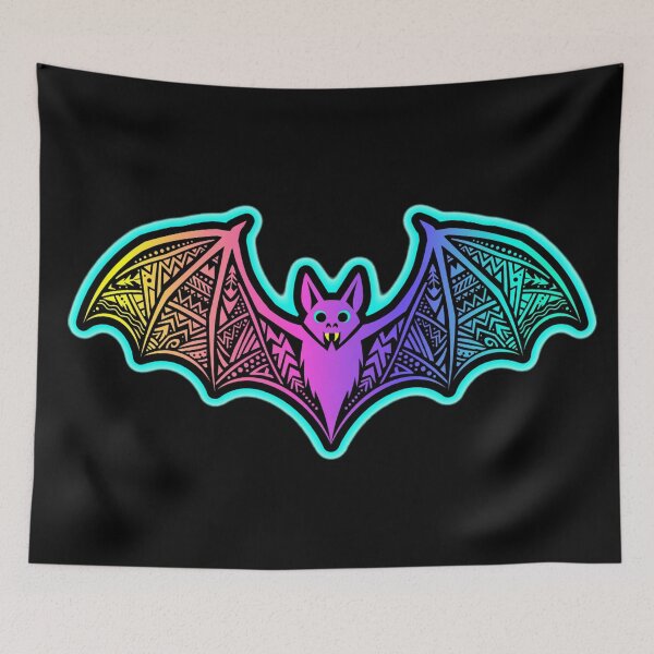 Item preview, Rainbow Neon Bat Sticker – Tribal Geometric Wings Design designed and sold by ExploreAura Studio.