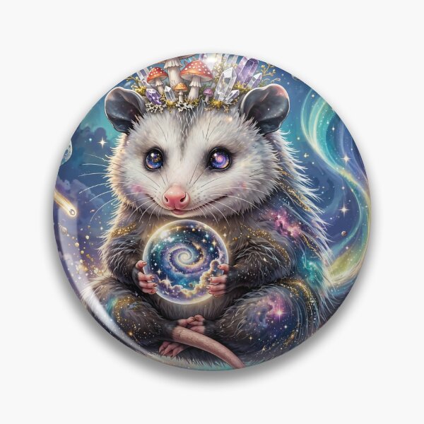 Item preview, Cosmic Opossum Oracle - Galaxy Mushroom Shaman with Crystal Ball designed and sold by Luminebo.