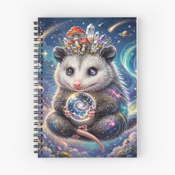 Item preview, Cosmic Opossum Oracle - Galaxy Mushroom Shaman with Crystal Ball designed and sold by Luminebo.