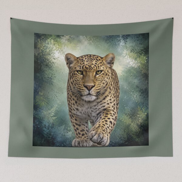 Item preview, Leopard Emerging from the Wild – Atmospheric Wildlife Artwork designed and sold by BROHLine Studio.