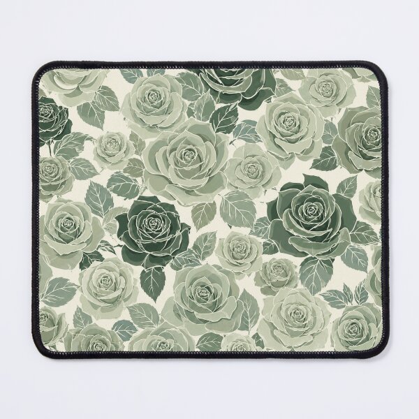 Item preview, Jade Green Rose Garden – Elegant Botanical Pattern designed and sold by wiwiart.