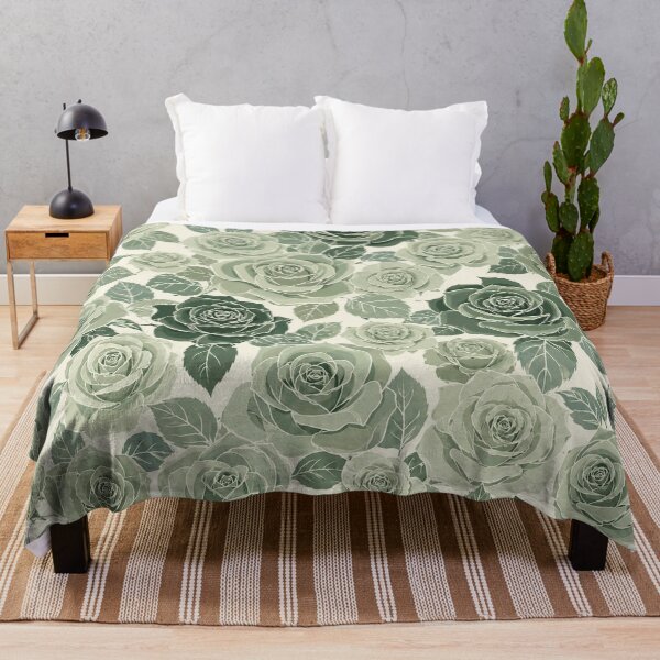 Item preview, Jade Green Rose Garden – Elegant Botanical Pattern designed and sold by wiwiart.