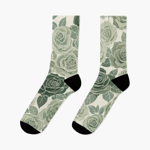 Item preview, Jade Green Rose Garden – Elegant Botanical Pattern designed and sold by wiwiart.