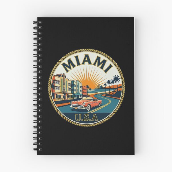Item preview, Miami Florida Vintage Art Deco Classic Car Coastal Travel Emblem designed and sold by Cree8if.