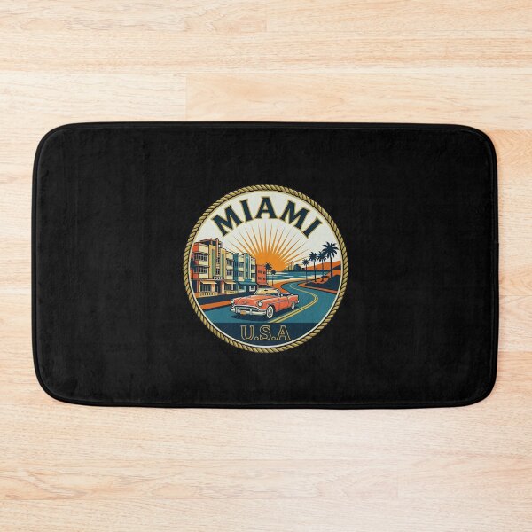 Item preview, Miami Florida Vintage Art Deco Classic Car Coastal Travel Emblem designed and sold by Cree8if.