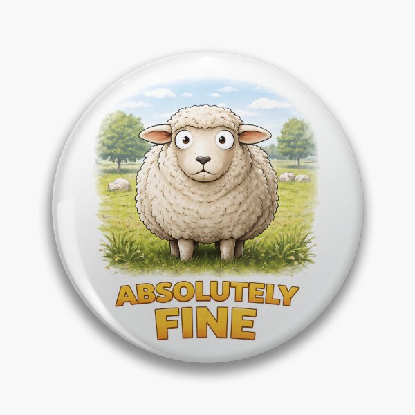 Item preview, "Absolutely Fine" Funny Sheep Farm Animal Humor Design. designed and sold by The-T-In-Retro.