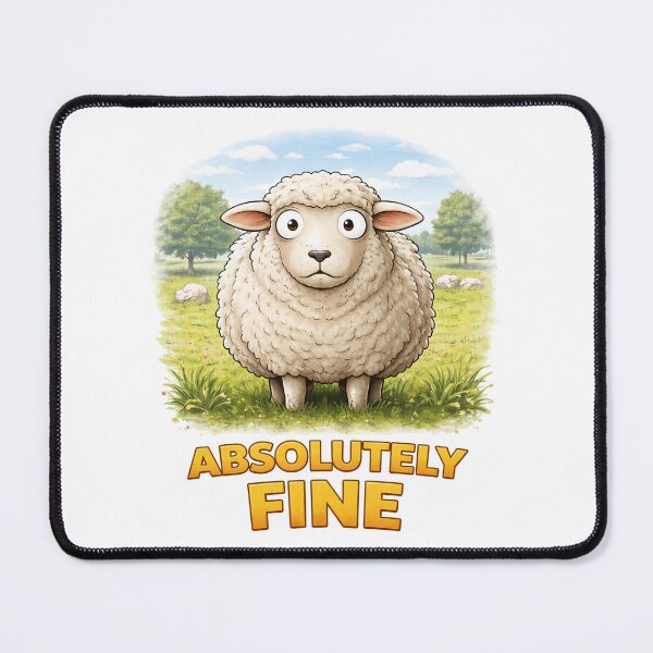 Item preview, "Absolutely Fine" Funny Sheep Farm Animal Humor Design. designed and sold by The-T-In-Retro.