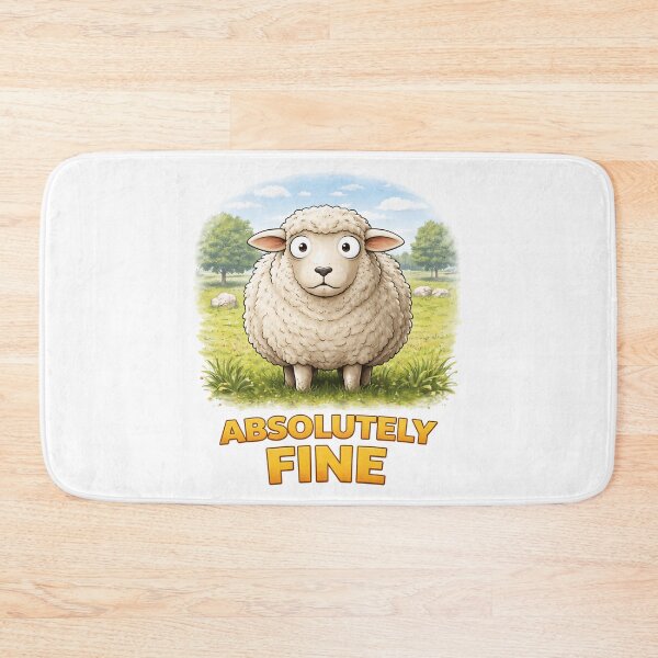Item preview, "Absolutely Fine" Funny Sheep Farm Animal Humor Design. designed and sold by The-T-In-Retro.