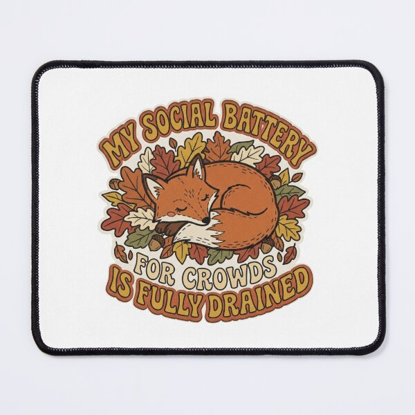 Item preview, Funny Social Battery For Crowds Is Fully Drained Fox Retro Introvert Quote designed and sold by raedattia.