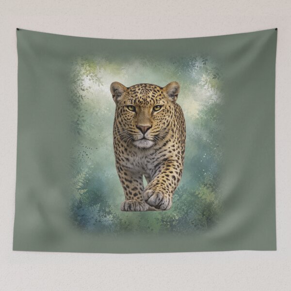 Item preview, Leopard Walking Through the Forest – Atmospheric Wildlife Art designed and sold by BROHLine Studio.