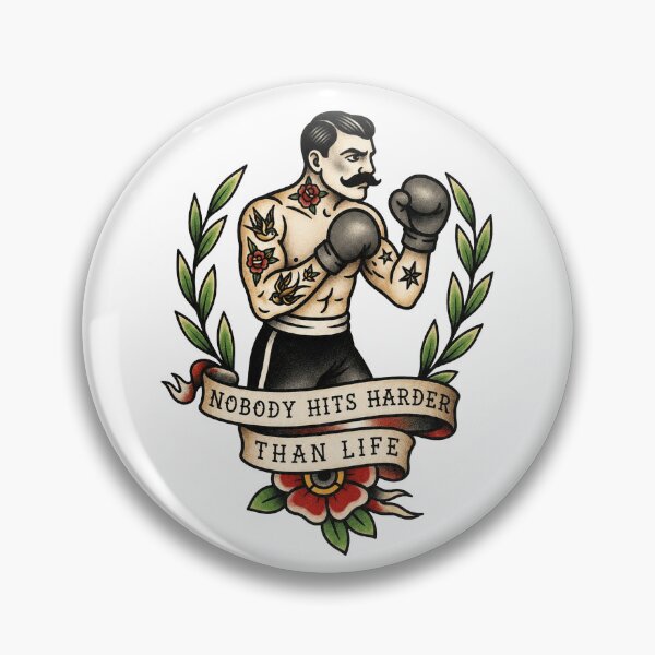 Artikelvorschau, Niemand schlägt härter als das Leben – Traditionelles Boxer-Tattoo-Design entworfen und verkauft von Scandi-Design.
