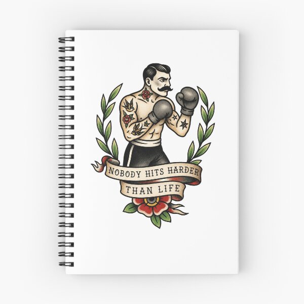 Item preview, Nobody Hits Harder Than Life – Traditional Boxer Tattoo Design designed and sold by Scandi-Design.